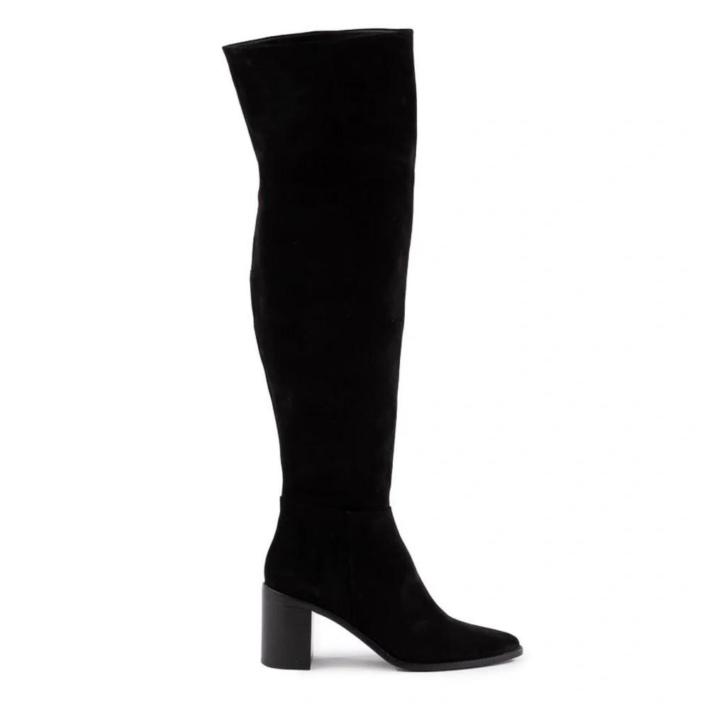 New Seychelles Gifted Tall Boot Over The Knee Black Suede Sz 6